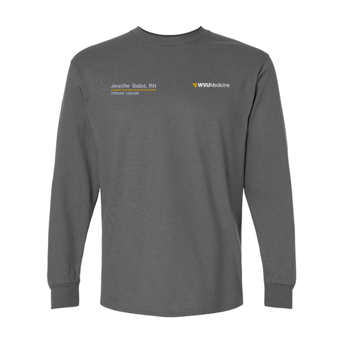 Embroidered Gildan Ultra Cotton Long Sleeve Basic T-Shirt -- Charcoal