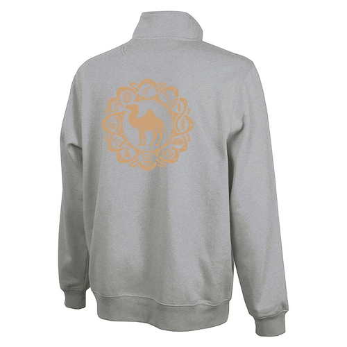 Charles River Crosswind Quarter Zip Sweatshirt -- Oxford Heather -- Camel