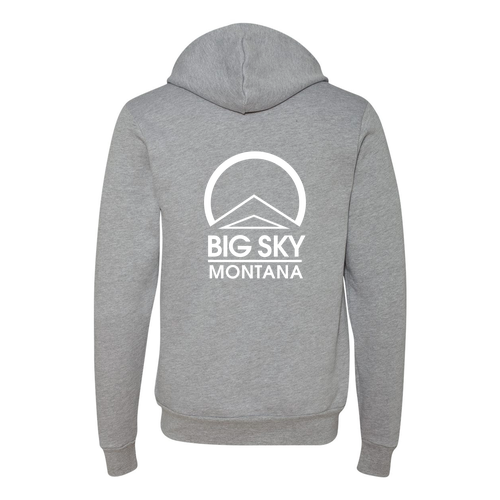 Big Sky Montana Logo 2 White Ink -- Pullover Hooded Sweatshirt Athletic Heather