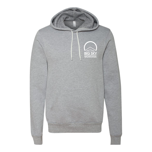 Big Sky Montana Logo 2 White Ink -- Pullover Hooded Sweatshirt Athletic Heather