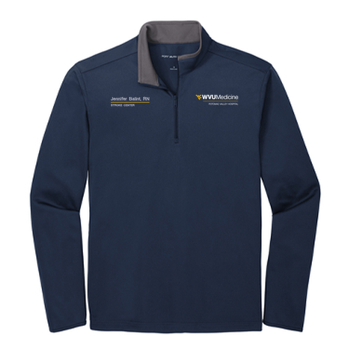 Embroidered Port Authority Silk Touch Performance 1 / 4-Zip -- Navy / Steel Grey
