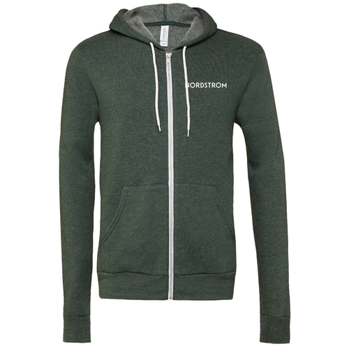Embroidered Bella Canvas Unisex Full-Zip Hooded Sweatshirt -- Heather Forest