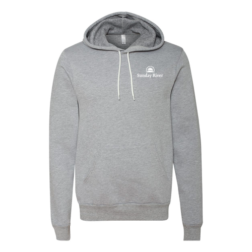 Sunday River Logo 2 White Ink -- Pullover Hooded Sweatshirt Athletic Heather
