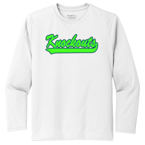 Port & Company Youth Long Sleeve Performance Tee -- White