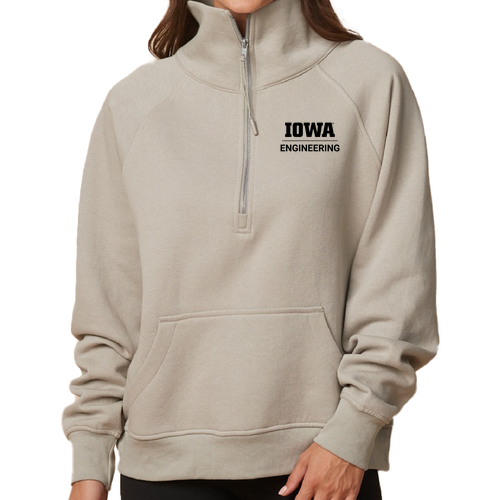 Enza Ladies Boxy Half Zip Fleece -- Oatmeal