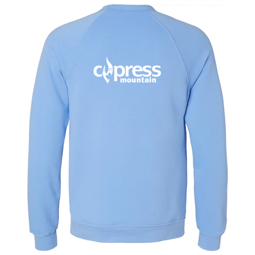 Cypress Mountain Logo 2 White Ink -- Crewneck Sweatshirt Carolina Blue