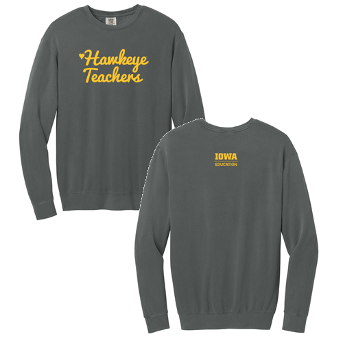 Hawkeye Teachers Comfort Colors Adult Crewneck Sweatshirt -- Pepper