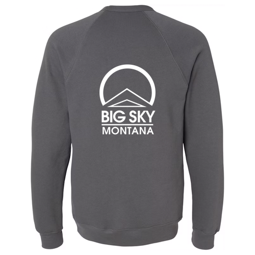 Big Sky Montana Logo 2 White Ink -- Crewneck Sweatshirt Asphalt