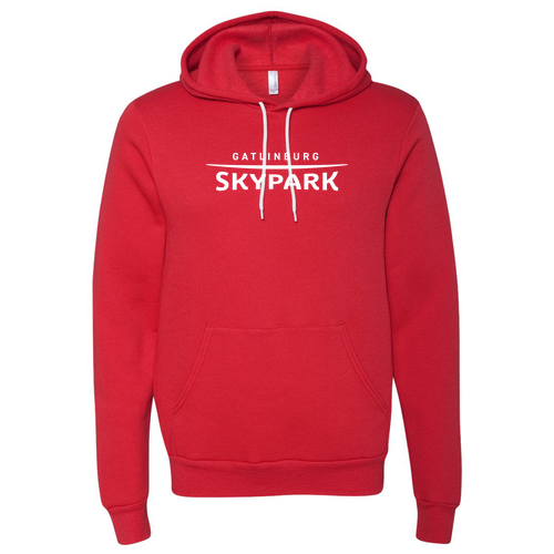 Gatlinburg Skypark Logo 1 White Ink -- Pullover Hooded Sweatshirt Red