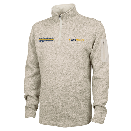 Embroidered Charles River Men's Heathered Fleece Pullover -- Oatmeal Heather