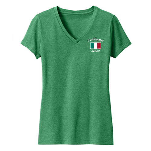 District Made Ladies Perfect Blend V-Neck Tee -- Heathered Kelly Green