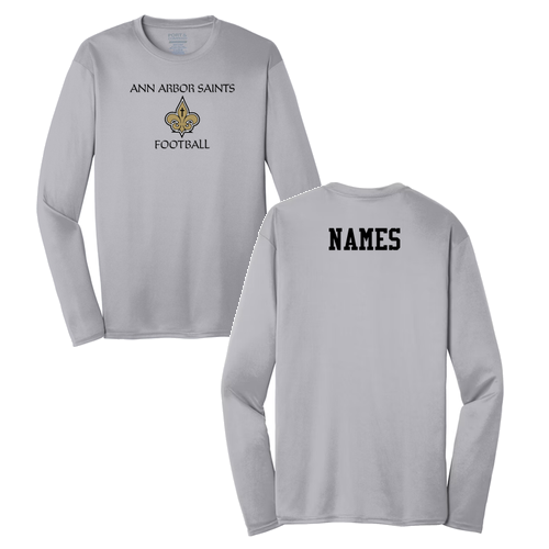 Port and Company Long Sleeve Performance Tee -- Silver