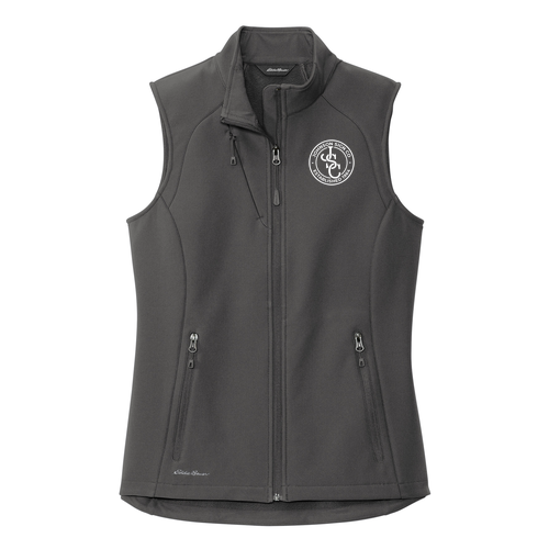 Ladies Eddie Bauer Stretch Soft Shell Vest -- Iron Gate EMBROIDERED
