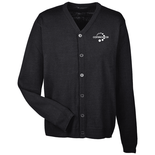 Mens Harriton Pilbloc V Neck Button Cardigan Sweater -- Black up to 6X size