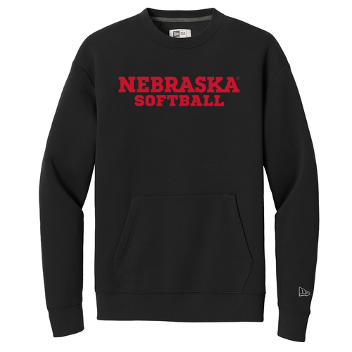 Nebraska Softball Block Font Adult Unisex Pocket Sweatshirt -- Black