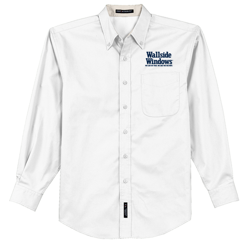 Port Authority Mens Easy Care Long Sleeve Shirt -- White / Light Stone