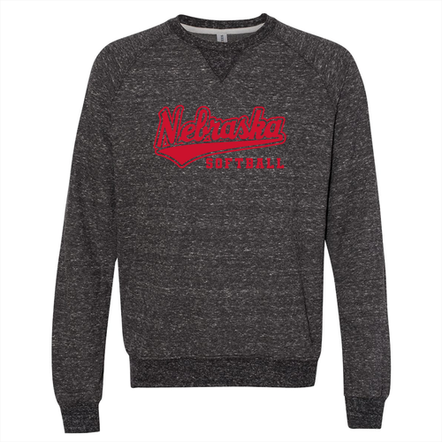 Nebraska Softball Adult French Terry Crewneck Sweatshirt -- Black Ink