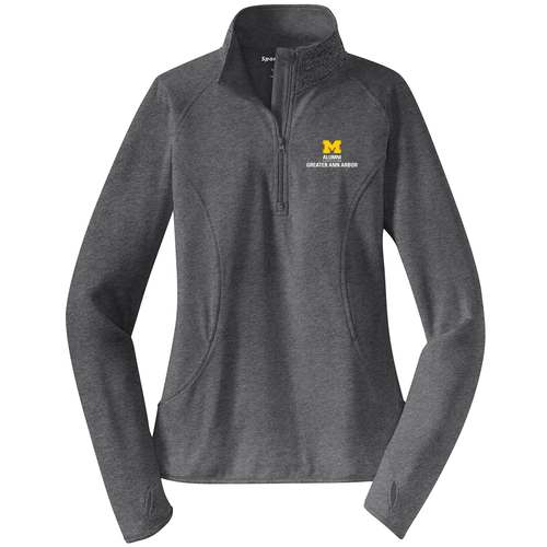 Ladies Sport Tek Sport Wick Stretch Half Zip Pullover -- Charcoal Grey Heather