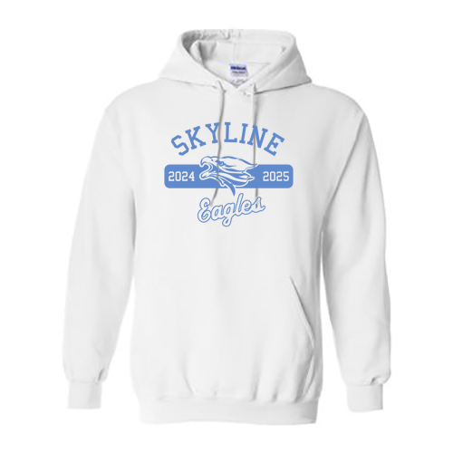 Gildan Heavy Blend Hooded Sweatshirt -- White, Sky Logo