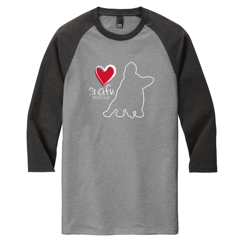 District Made Unisex Perfect Tri Raglan -- Grey Frost / Black Frost
