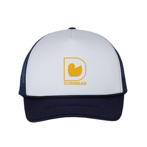 Embroidered Foam Trucker Hat -- White/ Navy