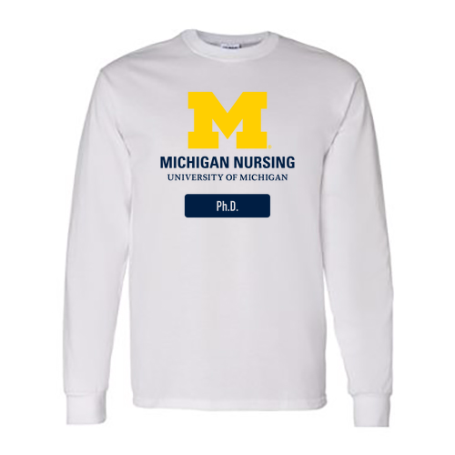 Gildan Heavy Cotton Longsleeve Basic T-Shirt -- White, Ph.D.