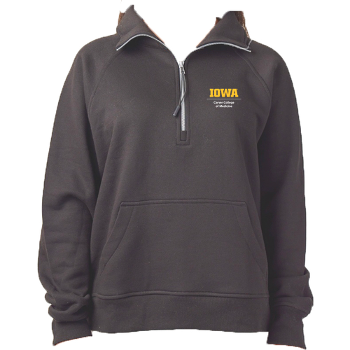 Embroidered Left Chest Logo Enza Ladies Boxy Half Zip Fleece -- Dark Heather