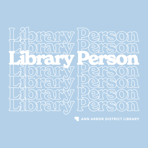 Gildan Ultra Cotton Ladies Basic T-Shirt -- Light Blue, Library Person Logo