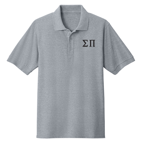 Embroidered Port and Company Core Blend Pique Polo -- Athletic Heather w/Black