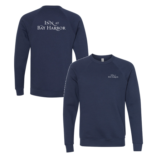 Inn at Bay Harbor 1 color White left chest/back Crewneck Sweatshirt -- Navy