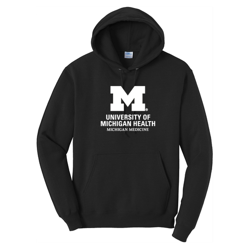 Mens/Unisex Port and Company Fleece Pullover Hooded Sweatshirt -- Jet Black