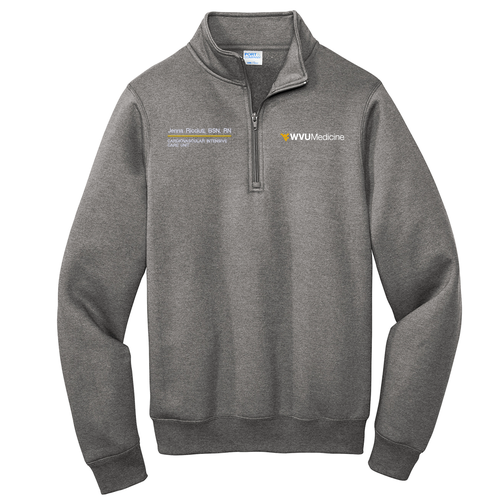 Embroidered Port and Company Core Fleece Quarter-Zip Pullover Sweatshirt -- Graphite Heather