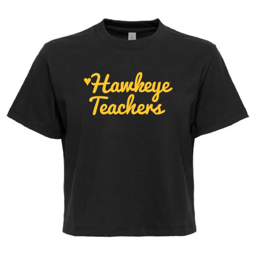 Hawkeye Teachers Next Level Apparel Women’s Heavyweight Boxy Tee -- Black