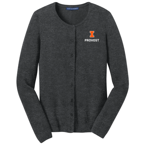 Port Authority Ladies Cardigan Sweater -- Charcoal Heather
