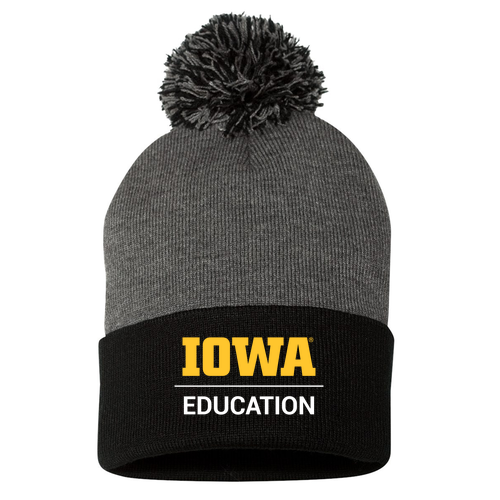 Sportsman Pom Pom Knit Hat -- Dark Heather Grey / Black