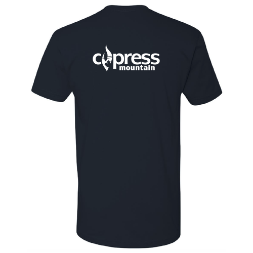 Cypress Mountain Logo 2 White Ink -- Short Sleeve Midnight Navy
