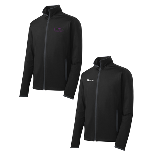 Sport-Tek Sport Wick Stretch Contrast Full Zip Jacket -- Black / Charcoal Grey