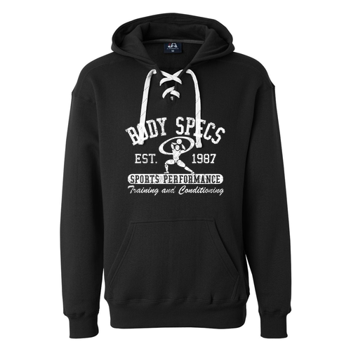 J America Sport Lace Hooded Sweatshirt -- Black