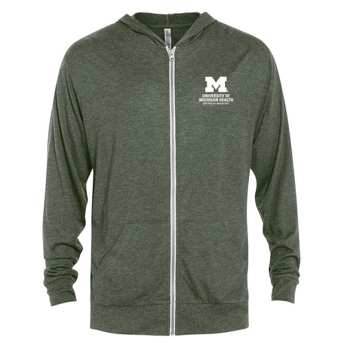 Mens/Unisex Delta Platinum Triblend Full Zip Hoodie -- Moss Heather