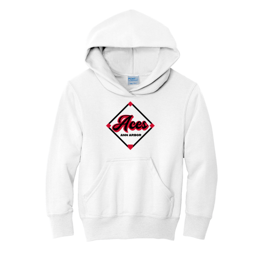 Youth Port and Company Pullover Hooded Sweatshirt -- White