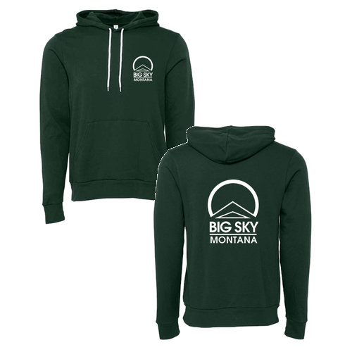 Big Sky Montana Logo 2 White Ink -- Pullover Hooded Sweatshirt Forest