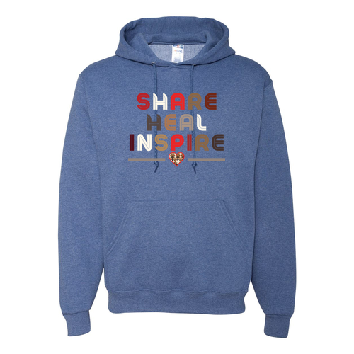 Share, Heal, Inspire <3 Hooded Sweatshirt -- Vintage Heather Blue
