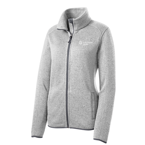 Port Authority Ladies Sweater Fleece Jacket -- Grey Heather