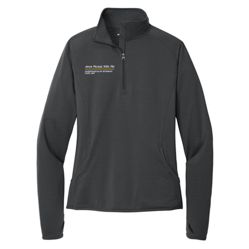 Sport Tek Ladies Sport Wick Stretch Half Zip Pullover -- Charcoal Grey