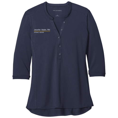 Port Authority Ladies UV Choice Pique Henley -- True Navy