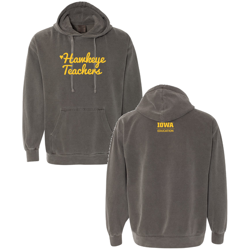 Hawkeye Teachers Comfort Colors Garment Dyed Hooded Pullover Sweatshirt -- Pepper