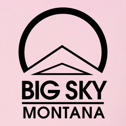 Big Sky Montana Logo 2 Black Ink -- Pullover Hooded Sweatshirt Pink