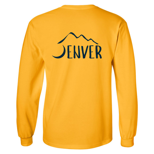 Gildan Ultra Cotton Longsleeve Basic T-Shirt -- Gold w Navy Ink