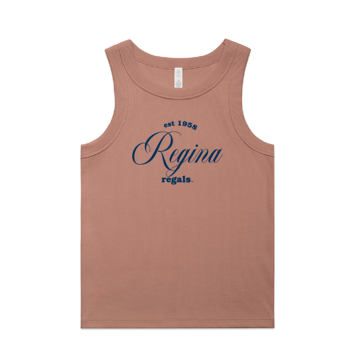 Embroidered Elegant Script AS Colour Women's Organic Rib Tank -- Hazy Pink