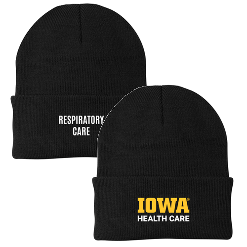 Embroidered Port and Company Knit Hat with Cuff -- Black